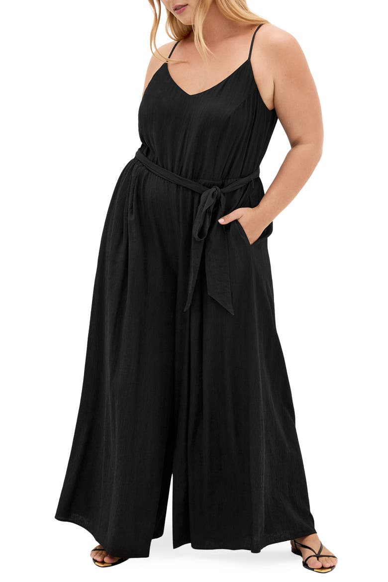 Kaira Sleeveless Wide Leg Jumpsuit, Main, color, BLACK