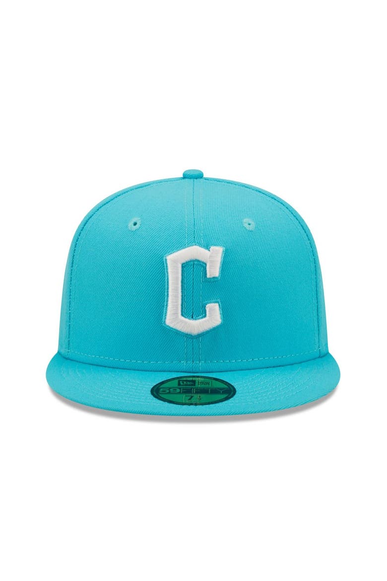 Men's New Era Blue Cleveland Guardians Vice Highlighter Logo 59FIFTY Fitted Hat, Alternate, color, Blue