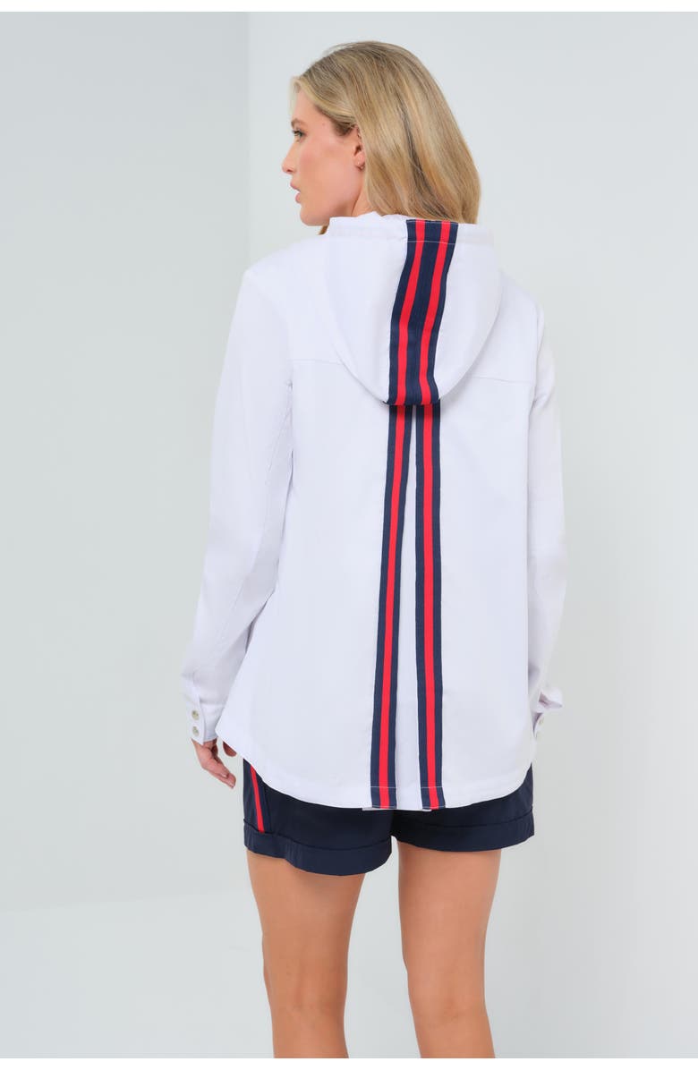 Anatomie Gabi Stretch Woven Hooded Full Zip Jacket, Alternate, color, White W/ Red & Navy Stripe
