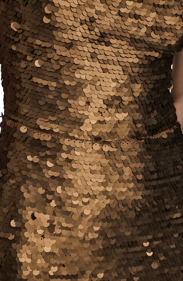 Donna Karan New York Paillette Cowl Neck Halter Gown, Alternate, color, Vicuna