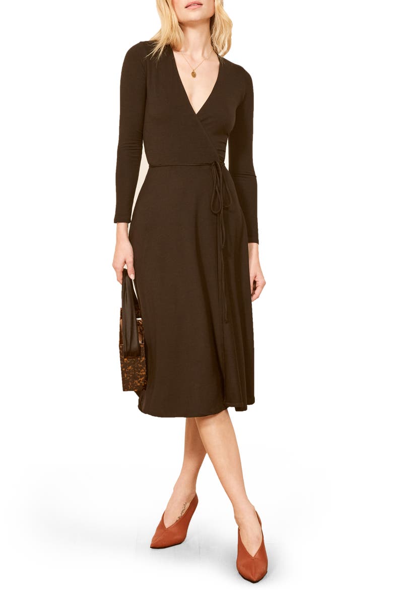 Maurie Wrap Dress, Main, color, BLACK