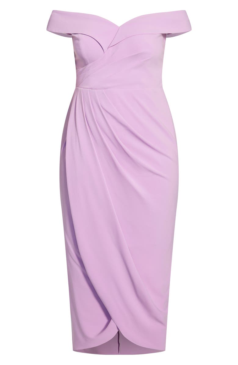 City Chic Ripple Love Off the Shoulder Maxi Dress, Alternate, color, Lilac