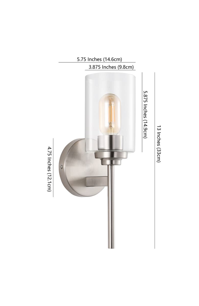 JONATHAN Y Juno 1-Light Farmhouse Industrial Iron Cylinder LED Sconce, Alternate, color, Nickel