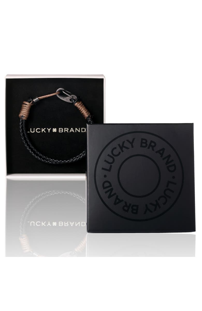 Lucky Brand Braided Leather Adjustable Bracelet, Alternate, color, Black, Brown