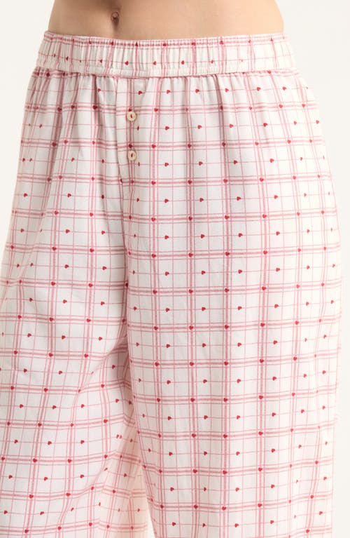 Open Edit Print Flannel Boxer Pajama Pants In Pink