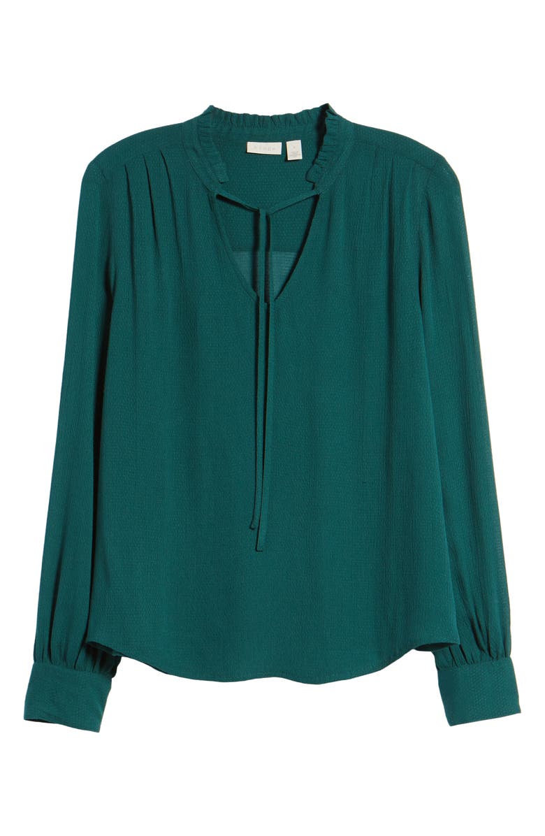 Hinge Tie Neck Ruffle Blouse, Alternate, color, Green Bug