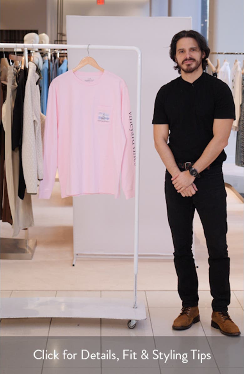 Shining Sea Long Sleeve Cotton Graphic Pocket T-Shirt, sales video thumbnail