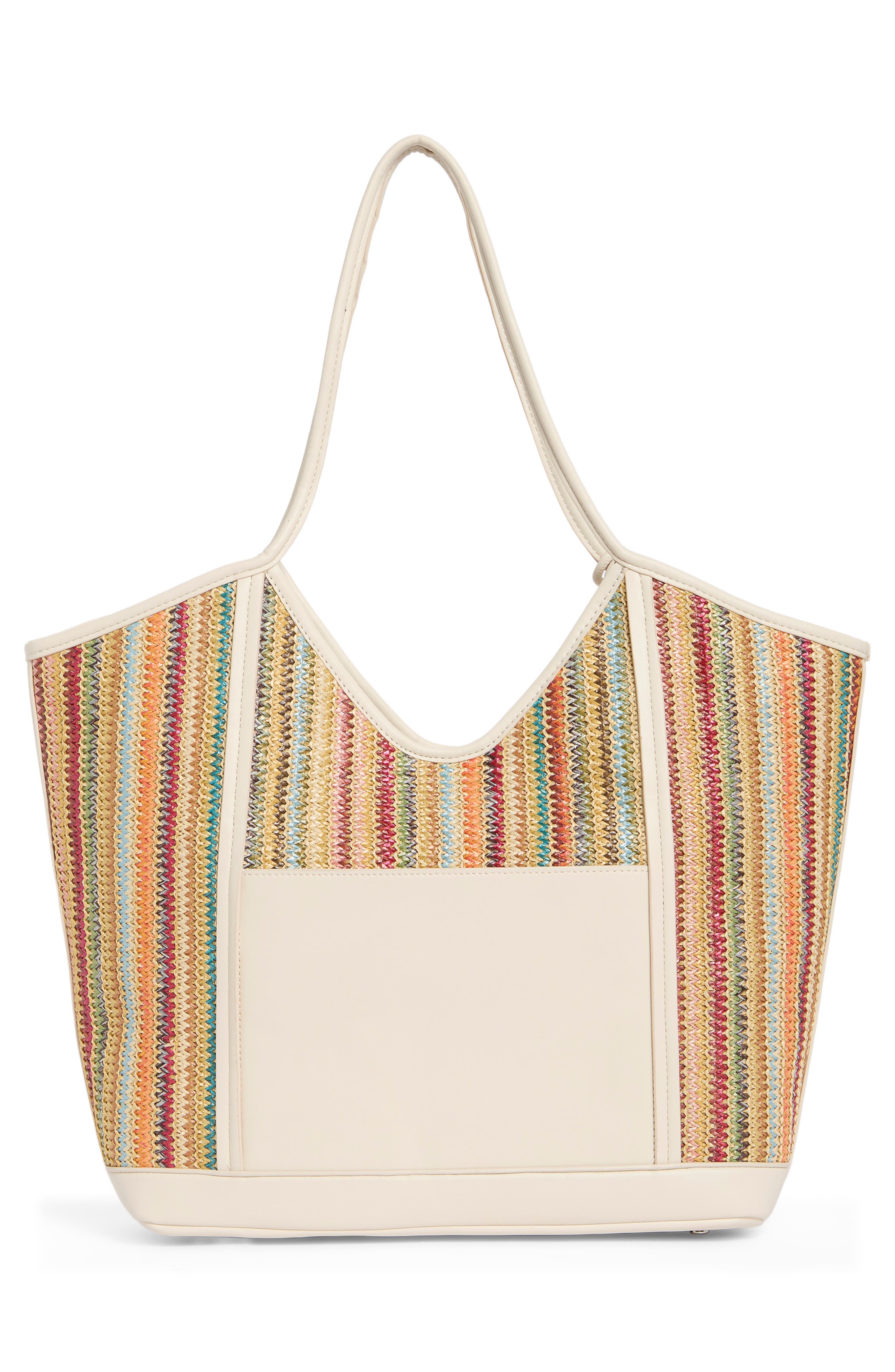 Belliot Tote, Alternate, color, MULTI STRIPE RAFFIA / VANILLA
