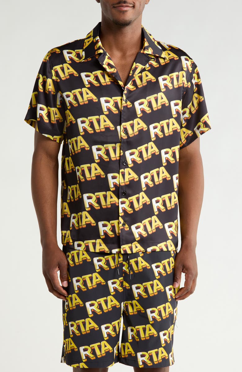 RtA Nathan Button-Up Shirt, Main, color, Black Rta Bullion