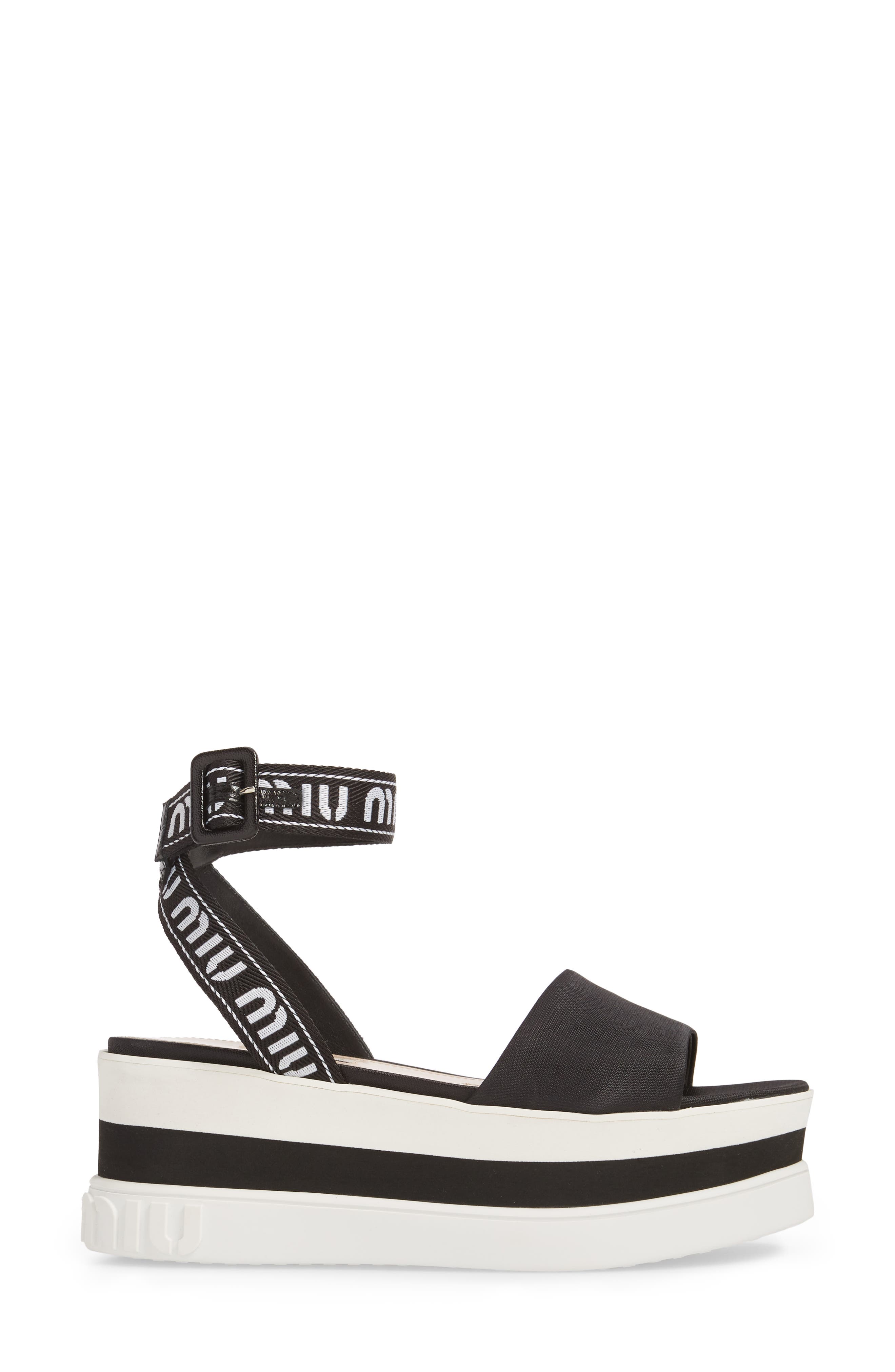 Miu Miu Flatform Logo Sandal, Alternate, color, 