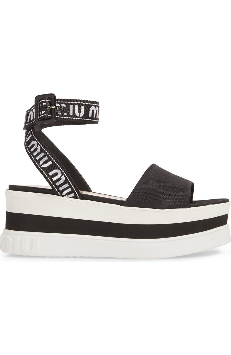 Miu Miu Flatform Logo Sandal, Alternate, color,