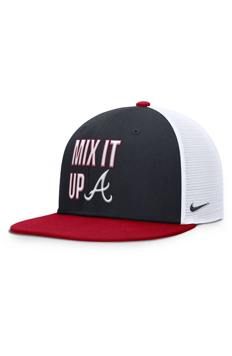 Nike Men's Nike  Navy/Red Atlanta Braves Pro Performance Trucker Snapback Hat, Alternate, color, 