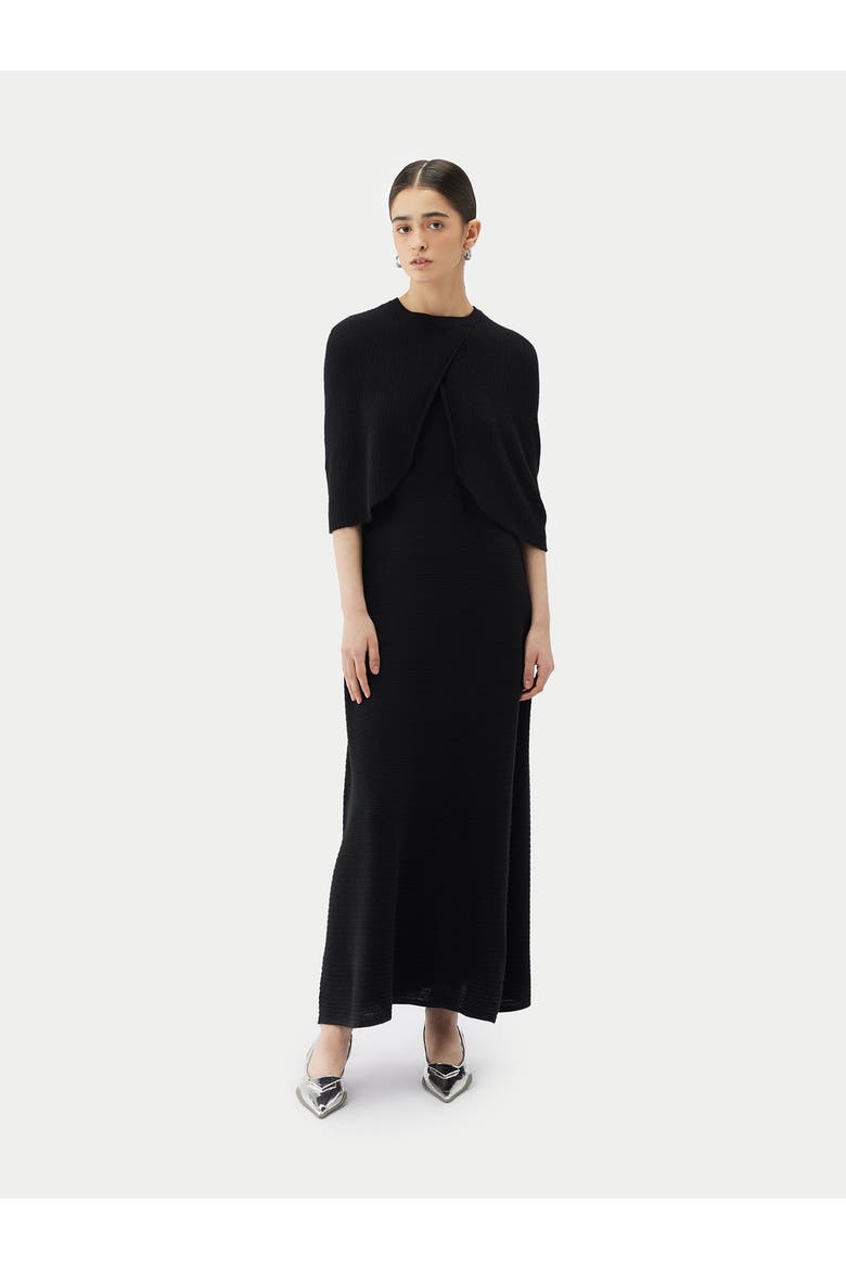 Lightweight Silk Cashmere Capelet, Alternate, color, Black