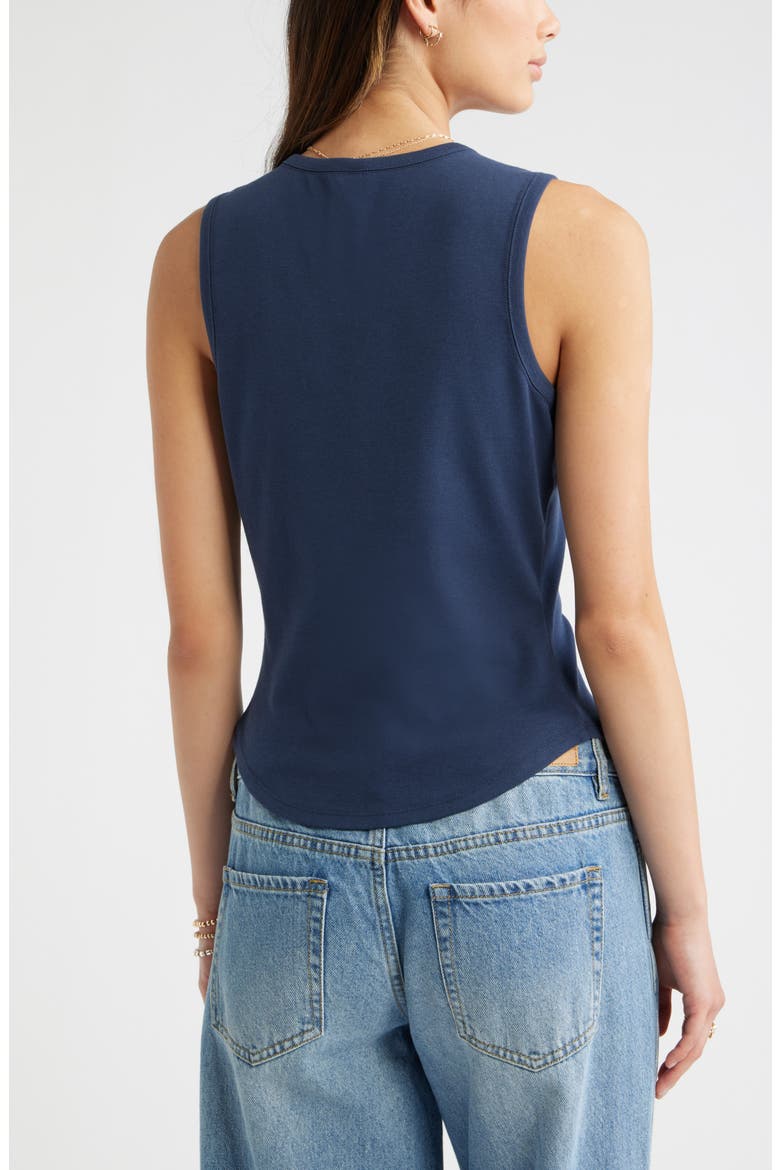 Cotton Blend Button-Up Tank, Alternate, color, NAVY INDIGO