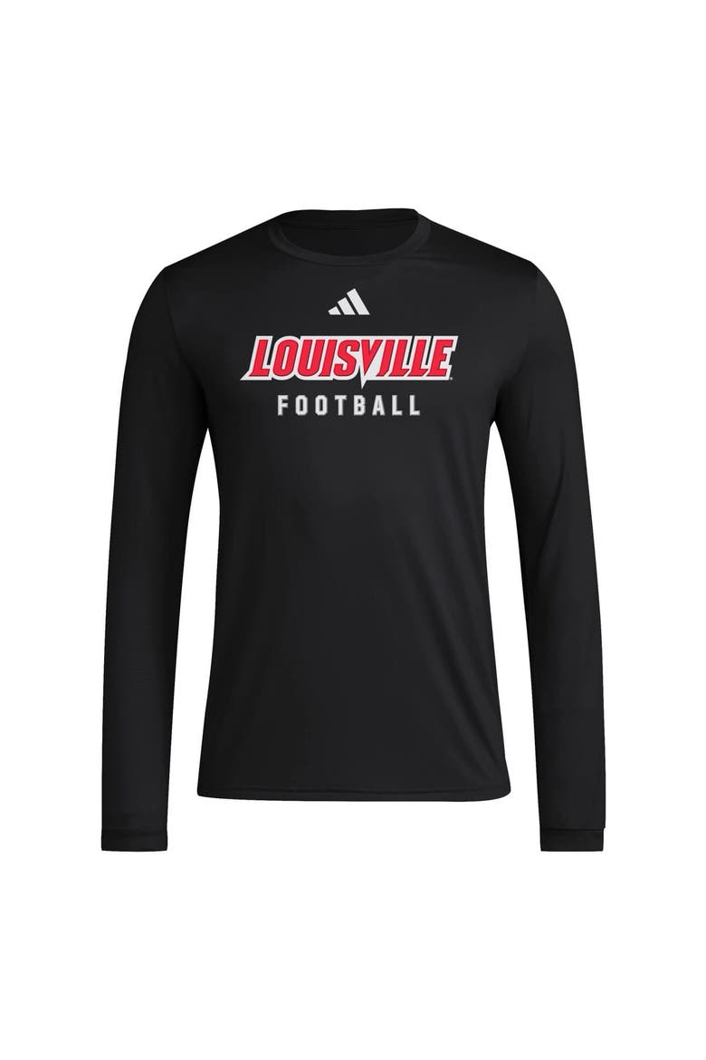 Men's adidas  Black Louisville Cardinals Locker Practice Football Pre-Game Long Sleeve T-Shirt, Alternate, color, Black