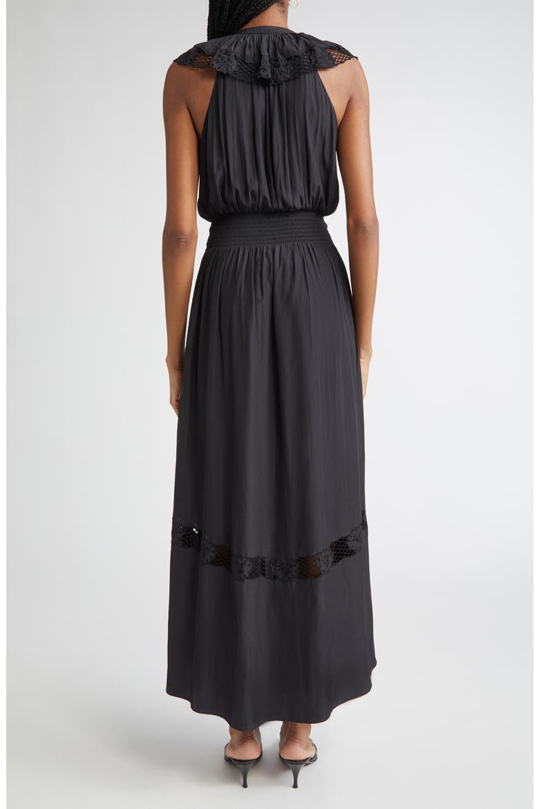 Laila Ruffle Smocked Waist Maxi Dress, Alternate, color, BLACK