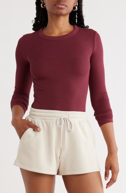 Long Sleeve Rib Knit T-Shirt