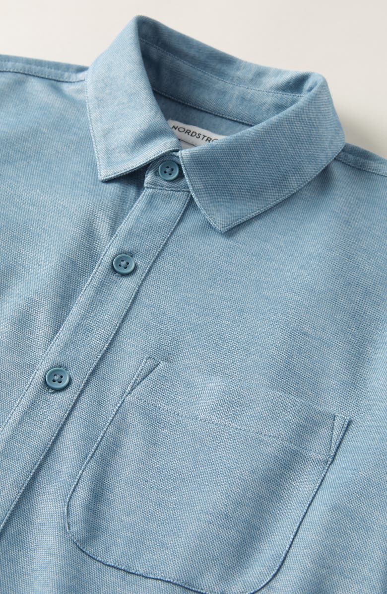 Nordstrom Kids' Knit Button-Up Shirt, Alternate, color, Blue Pond