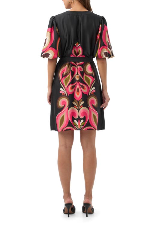 Trina Turk Certonia Border Printed Puff Sleeve Dress In Multi