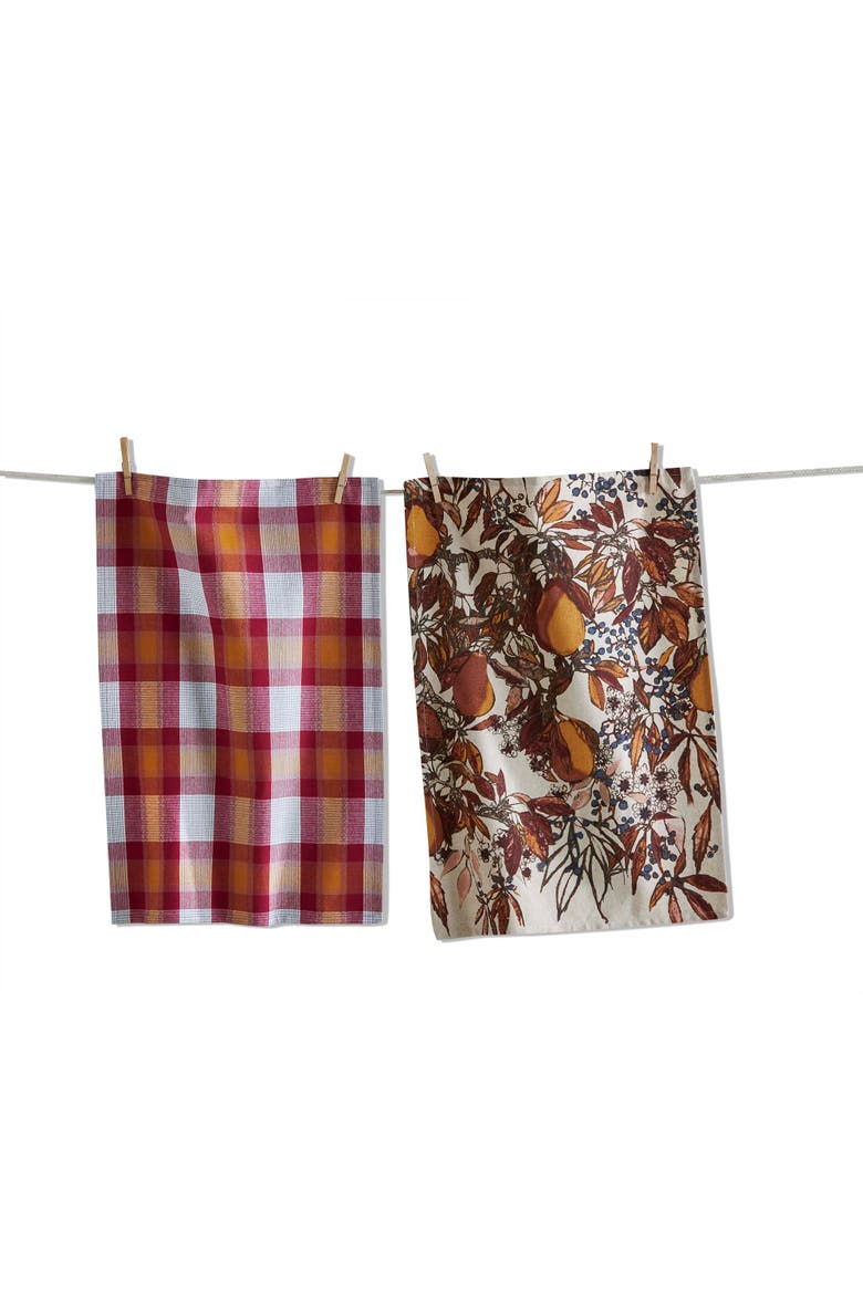 Pear Dishtowel Set Cotton Kitchen Towels for Thanksgiving, Main, color, Orange