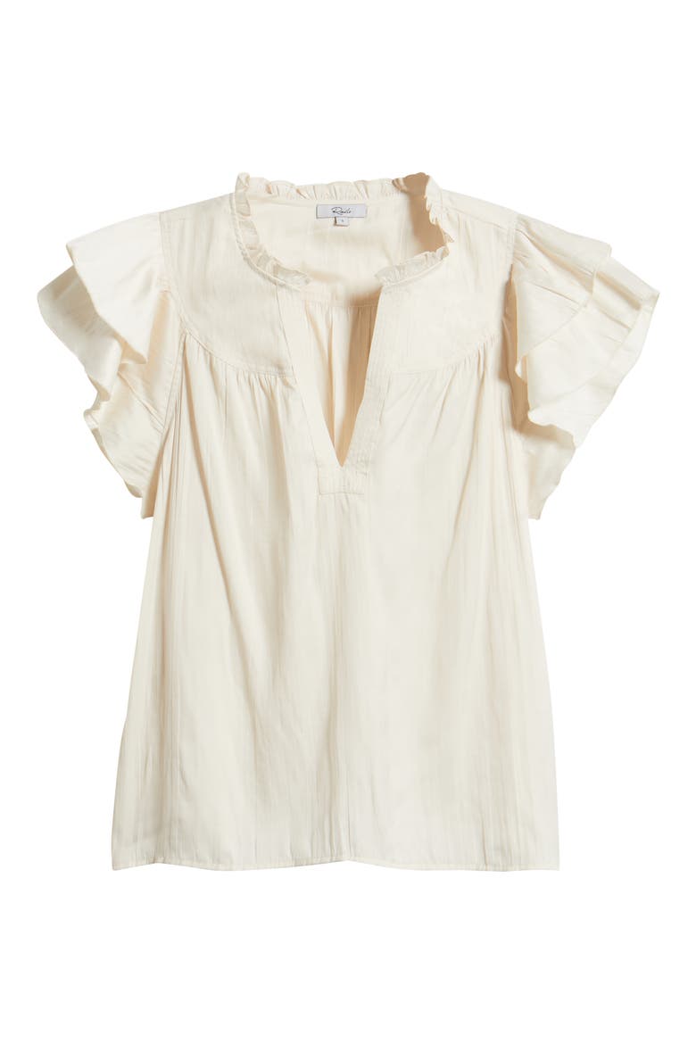 Calista Floral Flutter Sleeve Top, Alternate, color, IVORY