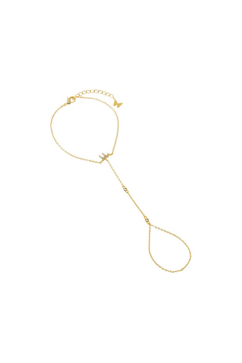 CZ Bezel Chai Hand Chain, Main, color, Gold