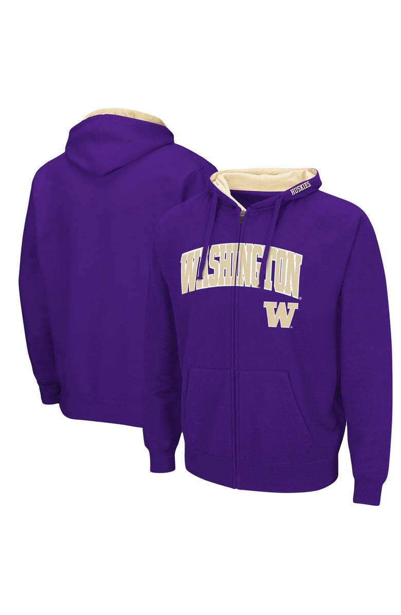 COLOSSEUM Men's Colosseum Purple Washington Huskies Arch & Logo 3.0 Full-Zip Hoodie, Main, color, Purple