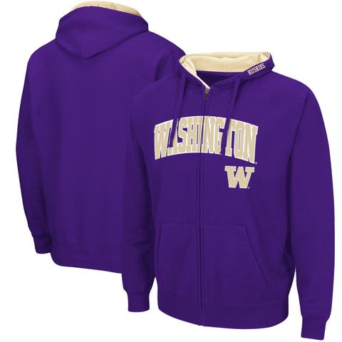 Men's Colosseum Purple Washington Huskies Arch & Logo 3.0 Full-Zip Hoodie