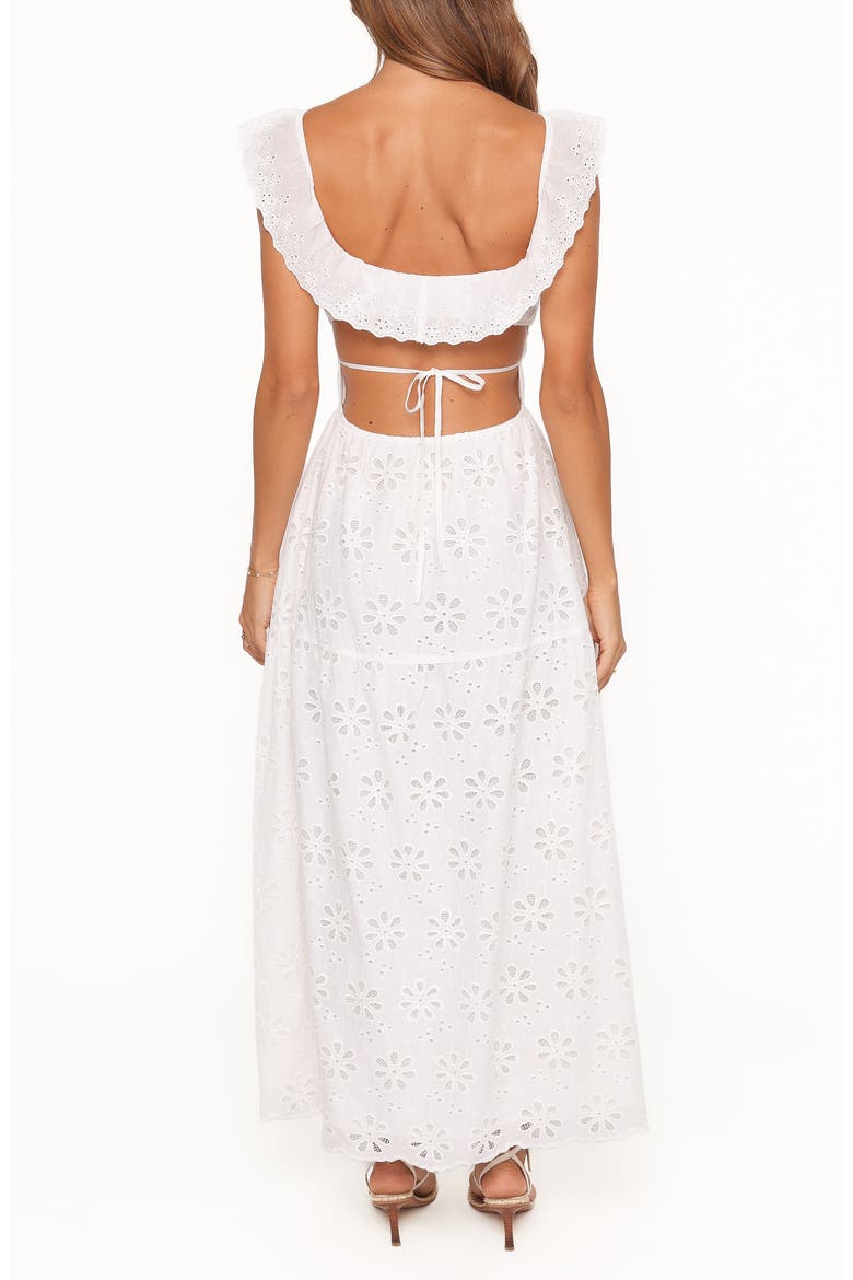 Elywn Embroidered Eyelet Cotton Maxi Dress, Alternate, color, WHITE