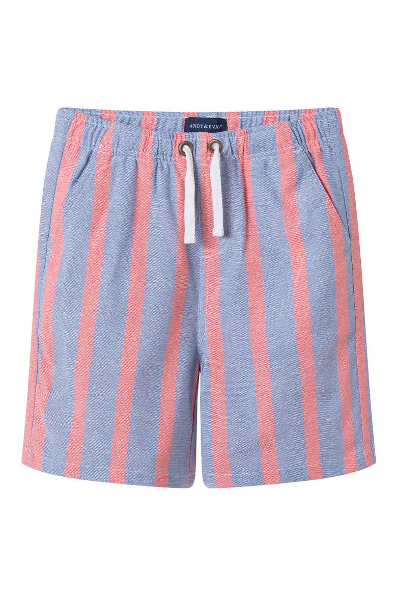 Kids' Stripe Cotton Button-Up Shirt & Shorts Set, Alternate, color, ORANGE STRIPE