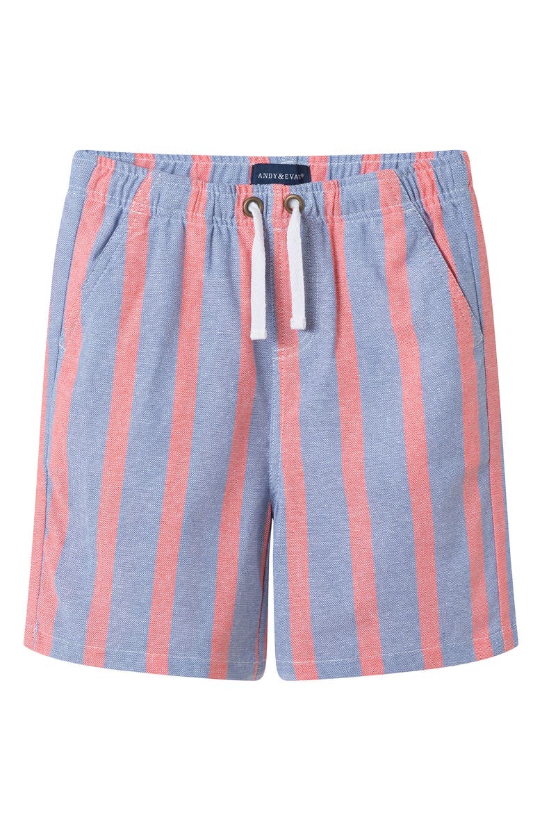 Andy & Evan Kids' Stripe Cotton Button-Up Shirt & Shorts Set, Alternate, color, Orange Stripe