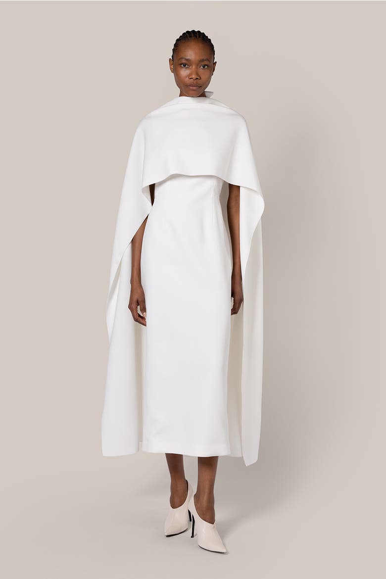 Elina Crepe Bridal Dress, Main, color, Ivory