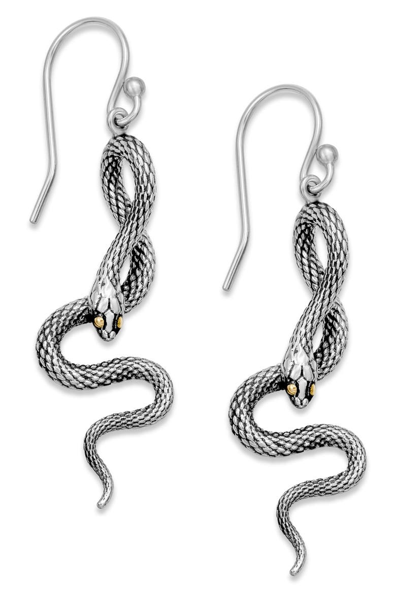 Snake Drop Earrings, Main, color, SILVER AND GOLD