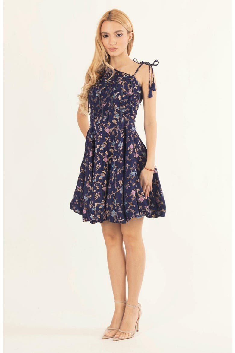Azurine Blue One Shoulder Short Dress, Alternate, color, Blue