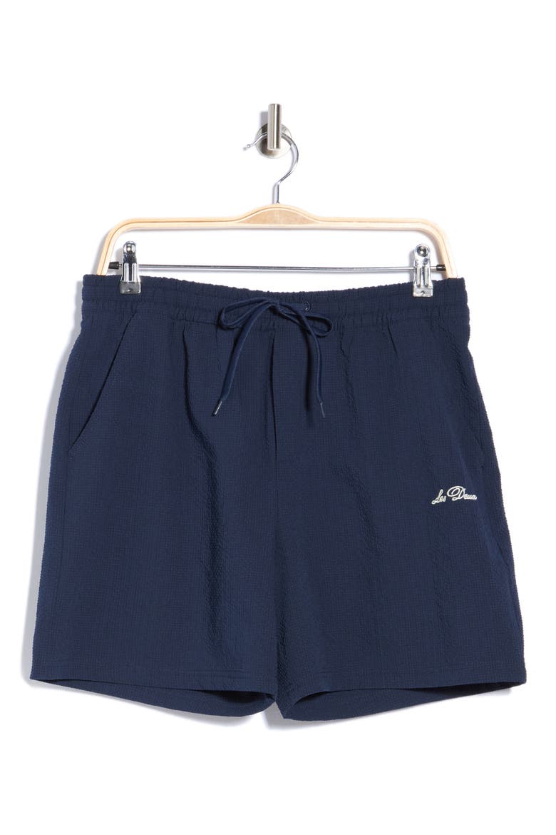 Stan Seersucker Swim Trunks, Main, color, DARK NAVY