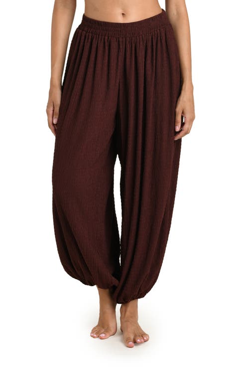 Puckered Up Crochet Detail Cover-Up Balloon Pants