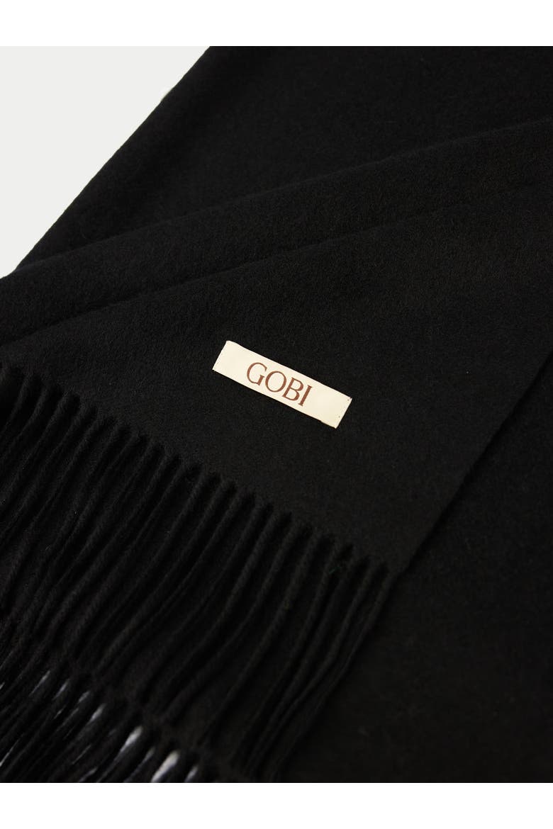 Wide Fringe Scarf, Alternate, color, black