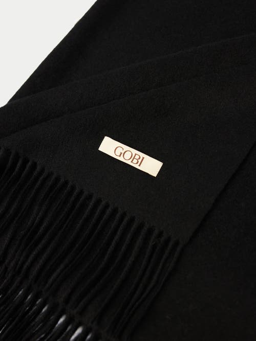 Gobi Cashmere Wide Fringe Scarf In Black