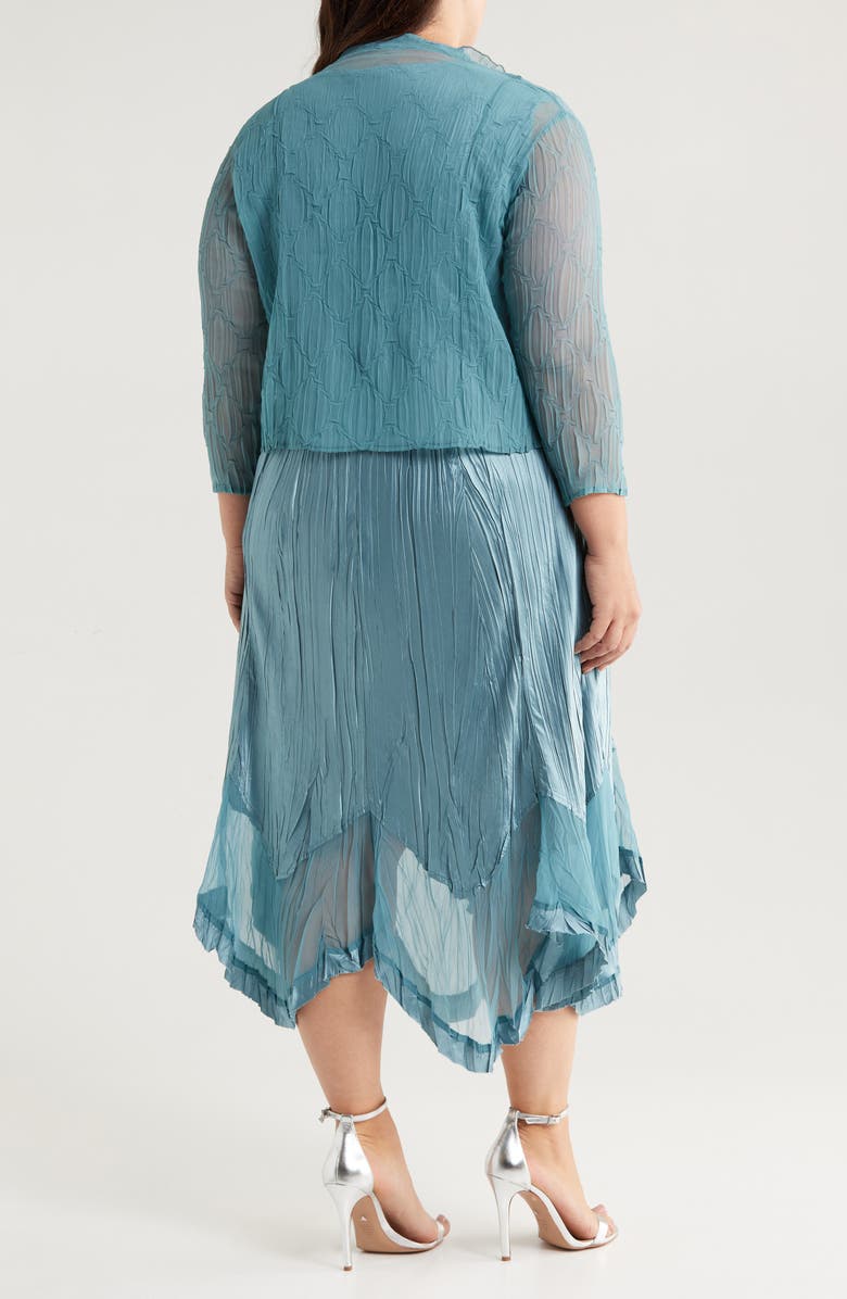 Komarov Pleated Charmeuse & Chiffon Dress & Jacket Set, Alternate, color, 
