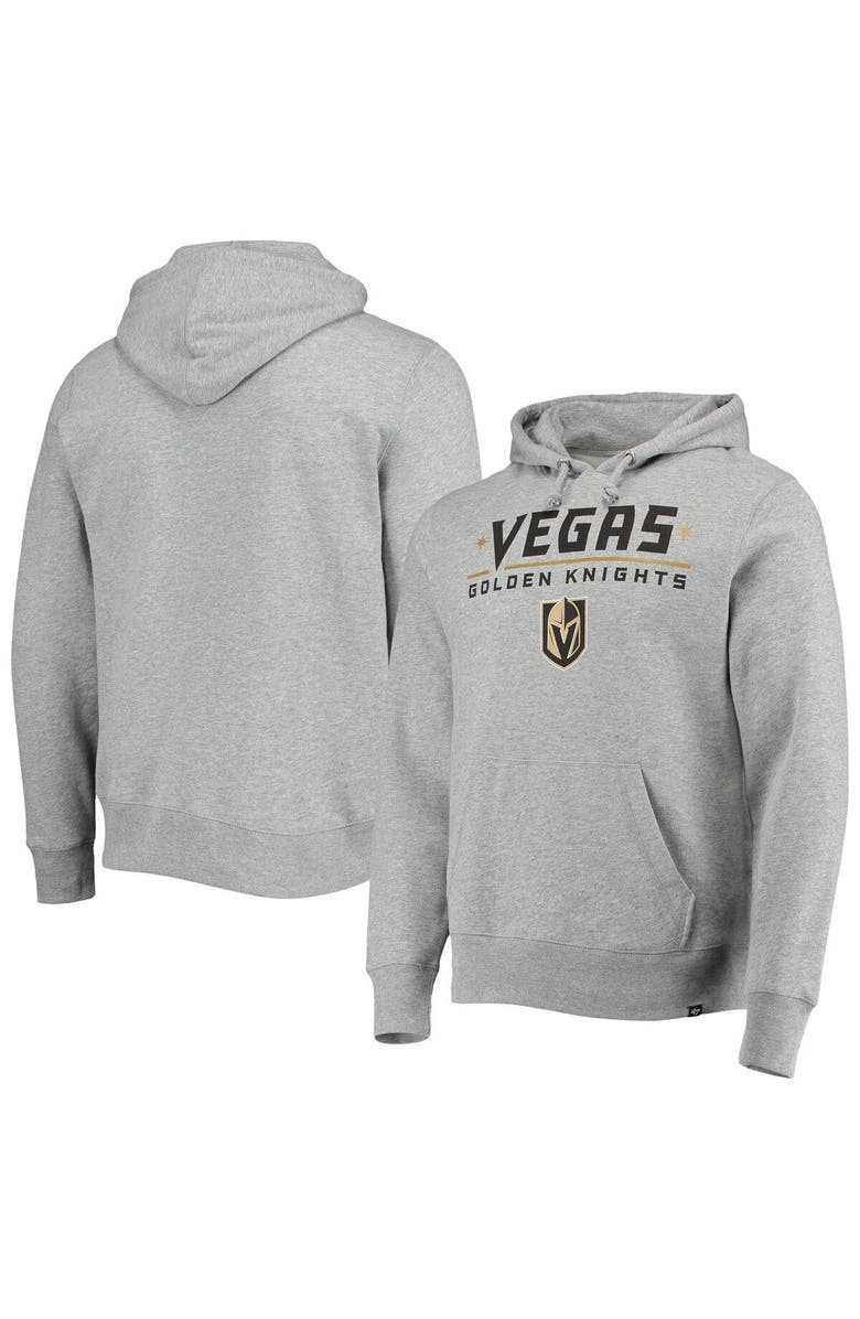 '47 Men's '47 Heathered Gray Vegas Golden Knights Pregame Headline Pullover Hoodie, Main, color, 