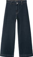 MANGO Catherin Frayed High Waist Wide Leg Culotte Jeans
