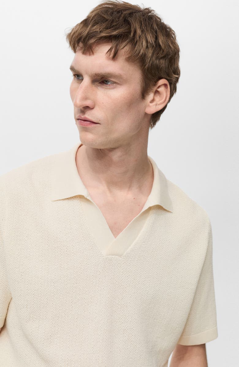 MANGO Slim Fit Fine Knit Polo, Alternate, color, Ivory White