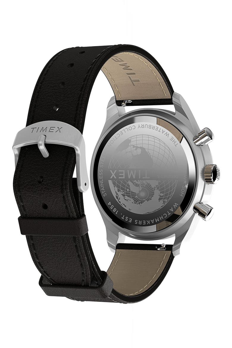 Waterbury Metropolitan Chronograph Leather Strap Watch, 41mm, Alternate, color, BROWN