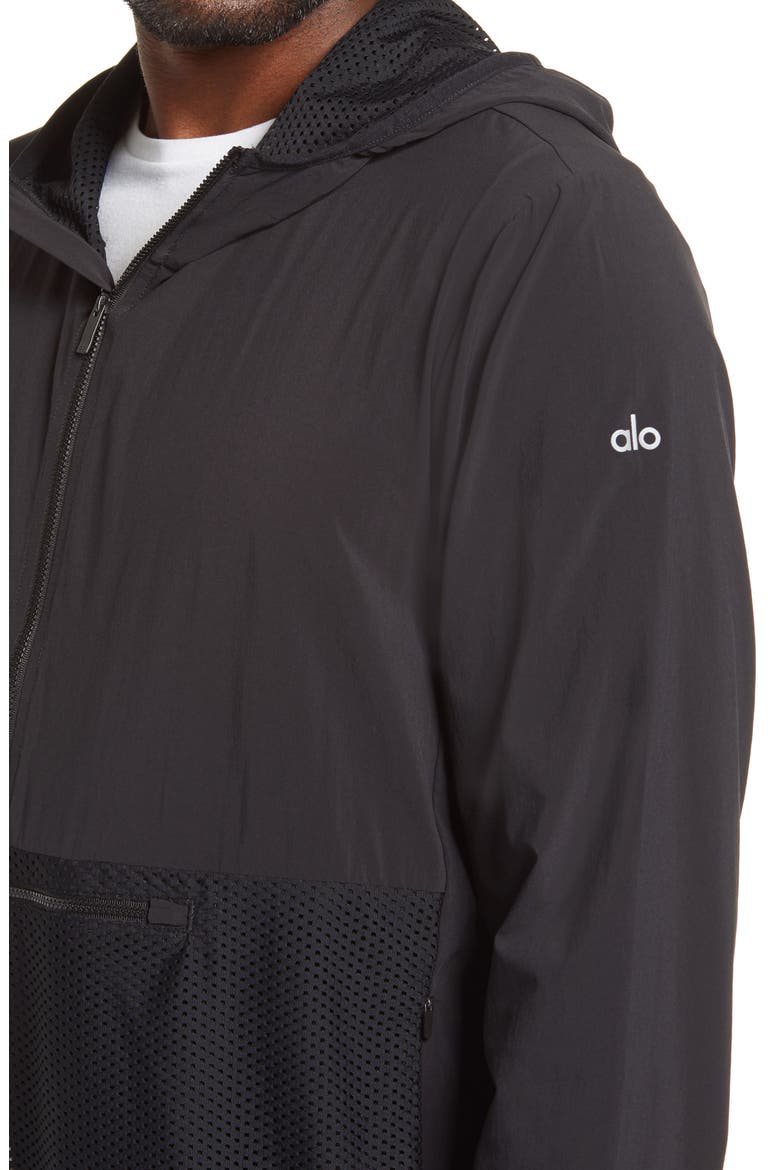 Airwave Hooded Pullover Men's Jacket, Alternate, color, BLACK