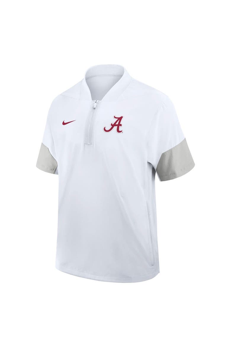 Men's Nike White Alabama Crimson Tide 2025 Sideline Short Sleeve Quarter-Zip Coach Jacket, Alternate, color, White