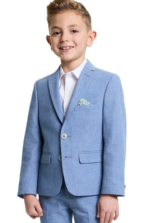 Kids' Light Blue Linen Blend Suit Jacket (Little Kid)
