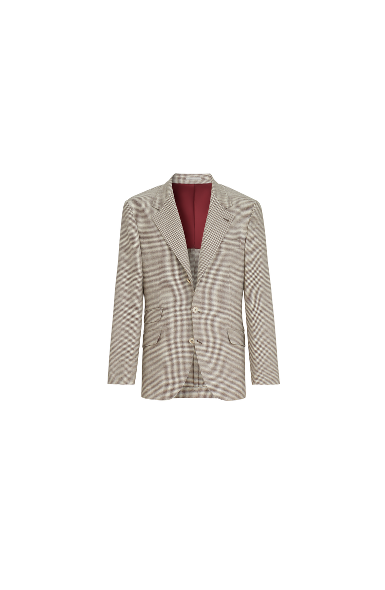 Brunello Cucinelli Wool, alpaca and silk houndstooth deconstructed Cavallo blazer, Alternate, color, Stone Grey