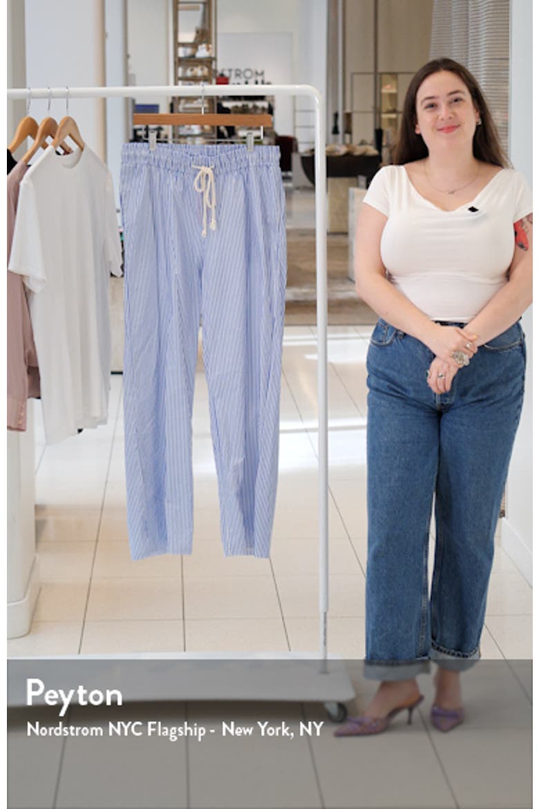 Stripe Wide Leg Drawstring Cotton Pants video