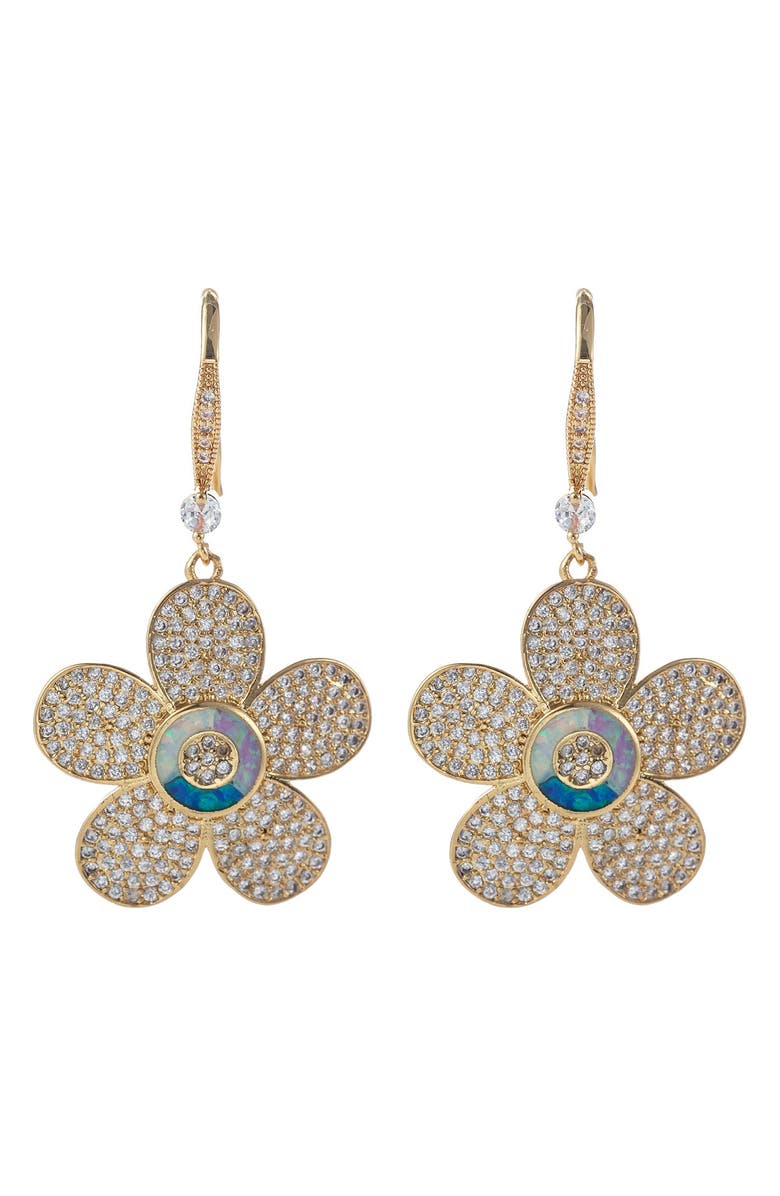 EYE CANDY LOS ANGELES Daisy CZ Crystal Dangle Earrings, Main, color, 