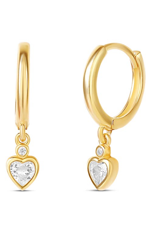 Shymi Mini Bezel Drop Huggie Hoop Earrings In Gold